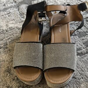 Elegant Silver and Black Women's Sandals